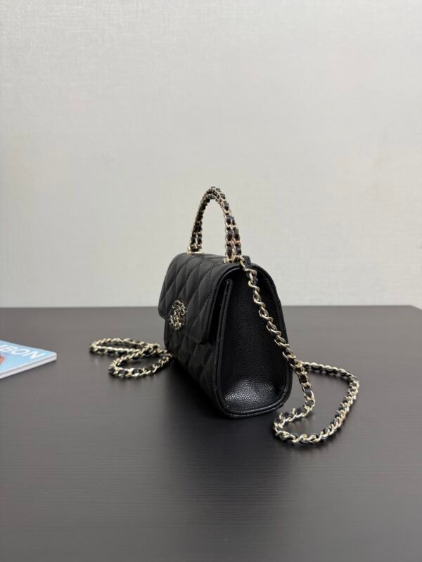 Chanel Chain Mini Bag Grained Shiny Calfskin & Gold Metal Black