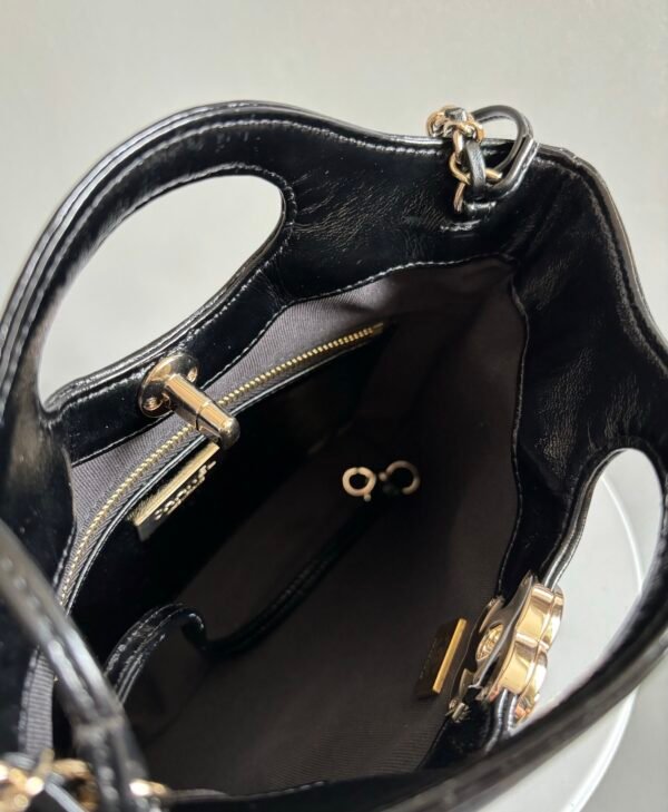 Chanel 31 Mini Shiny Calfskin Shopping Bag Black