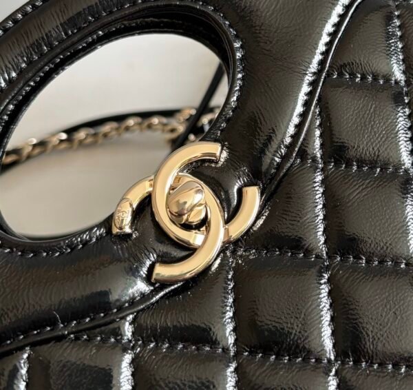 Chanel 31 Mini Shiny Calfskin Shopping Bag Black