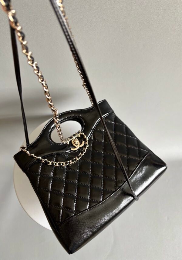 Chanel 31 Mini Shiny Calfskin Shopping Bag Black