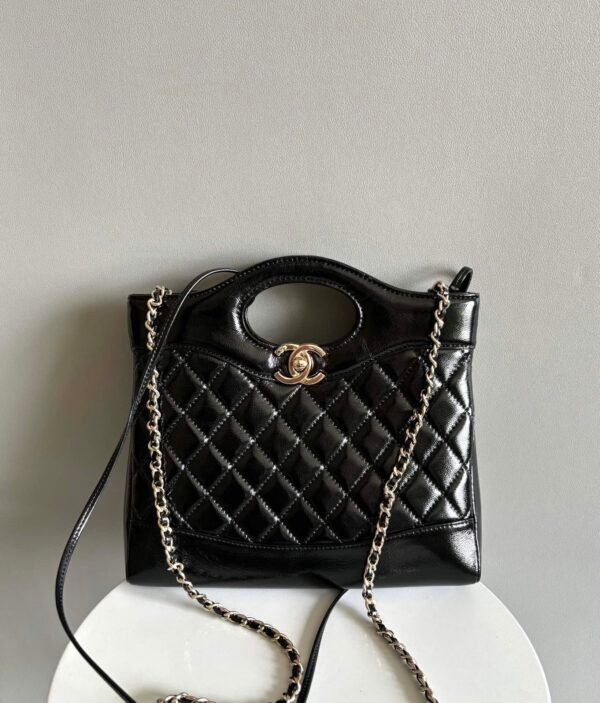 Chanel 31 Mini Shiny Calfskin Shopping Bag Black