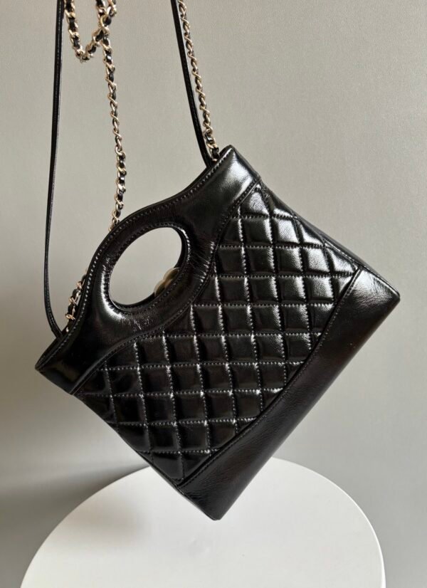 Chanel 31 Mini Shiny Calfskin Shopping Bag Black
