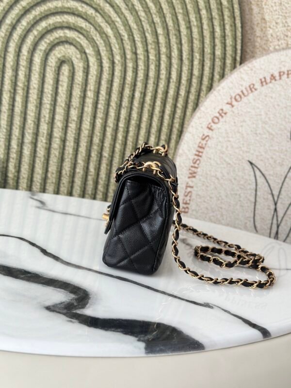 Chanle Mini Flap Bag Grained Calfskin & Gold-Tone Meta