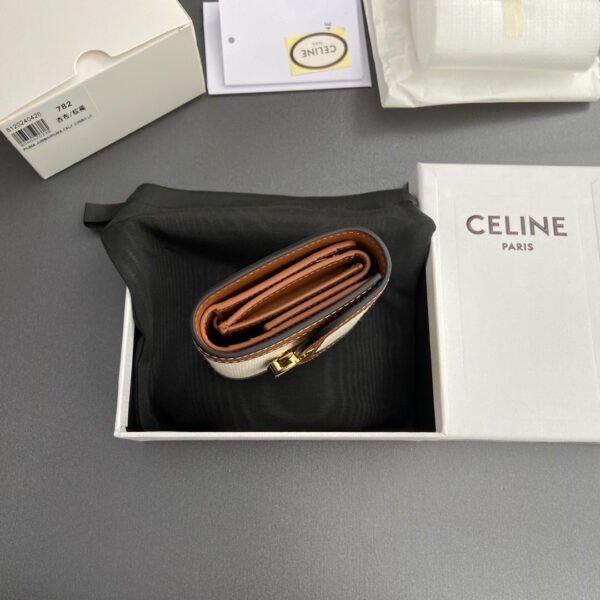 SMALL FLAP WALLET TRIOMPHE IN TEXTILE AND CALFSKIN