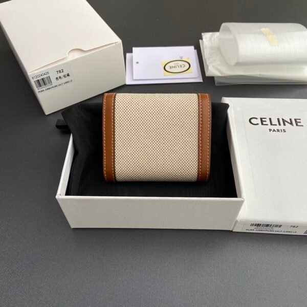 SMALL FLAP WALLET TRIOMPHE IN TEXTILE AND CALFSKIN