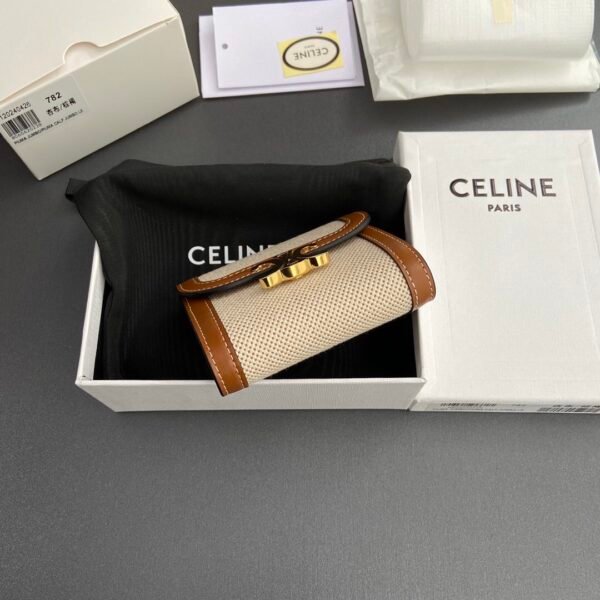 SMALL FLAP WALLET TRIOMPHE IN TEXTILE AND CALFSKIN