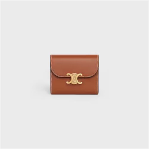 SMALL FLAP WALLET TRIOMPHE IN SHINY SMOOTH LAMBSKIN