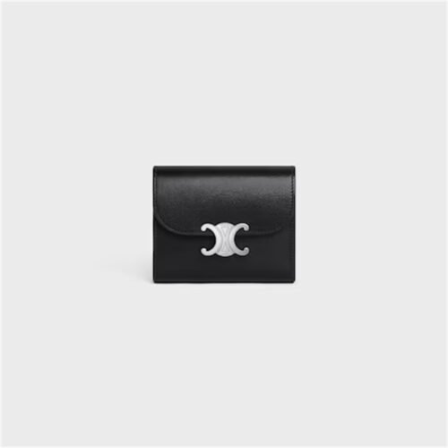 SMALL FLAP WALLET TRIOMPHE IN SHINY CALFSKIN