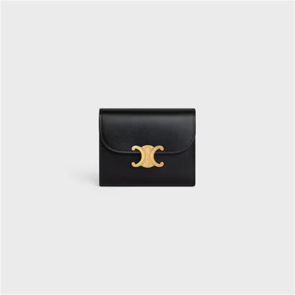 SMALL FLAP WALLET TRIOMPHE IN SHINY CALFSKIN