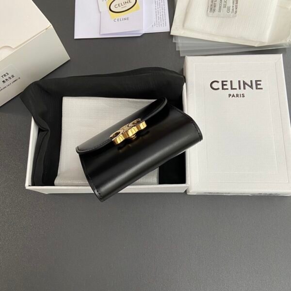 SMALL FLAP WALLET TRIOMPHE IN SHINY CALFSKIN