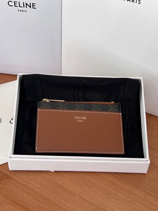 Logo print zip card holder