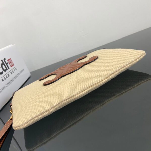 SMALL POUCH WITH STRAP CUIR TRIOMPHE IN TEXTILE AND CALFSKIN