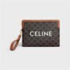 SMALL POUCH WITH STRAP CUIR TRIOMPHE IN TRIOMPHE CANVAS WITH CELINE PRINT