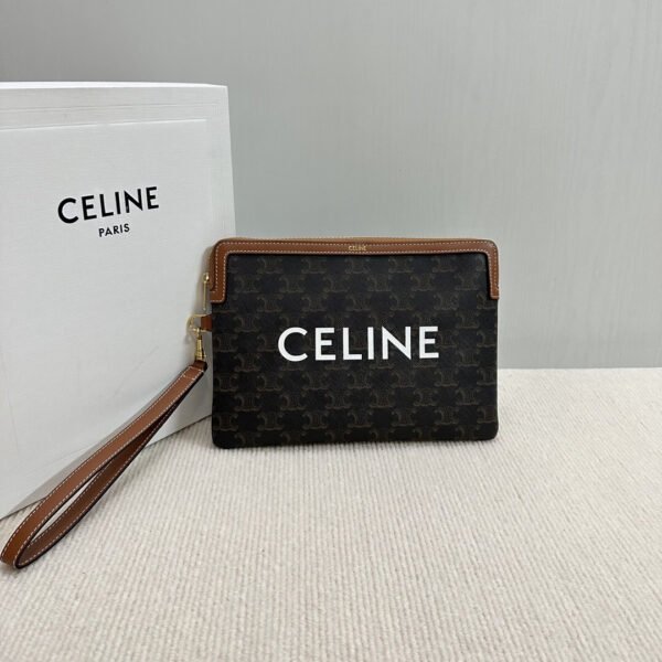SMALL POUCH WITH STRAP CUIR TRIOMPHE IN TRIOMPHE CANVAS WITH CELINE PRINT