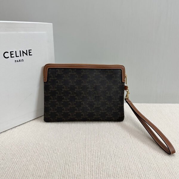 SMALL POUCH WITH STRAP CUIR TRIOMPHE IN TRIOMPHE CANVAS WITH CELINE PRINT