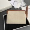 SMALL POUCH WITH STRAP IN TEXTILE WITH ANCHOR EMBROIDERY AND CALFSKIN