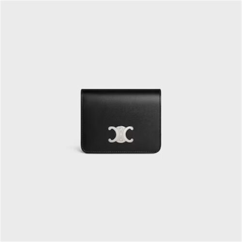 TRIOMPHE COMPACT WALLET IN SHINY CALFSKIN