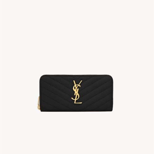 CASSANDRE MATELASSÉ ZIP AROUND WALLET IN GRAIN DE POUDRE LEATHER