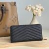 CASSANDRE MATELASSÉ ZIP AROUND WALLET IN GRAIN DE POUDRE LEATHER