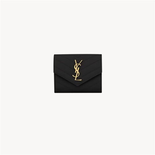 CASSANDRE MATELASSÉ COMPACT TRI FOLD WALLET IN GRAIN DE POUDRE LEATHER