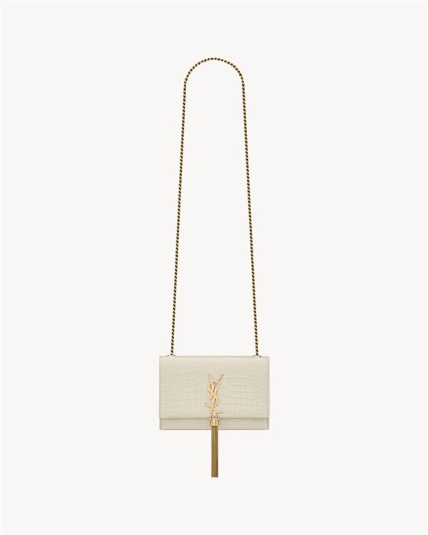 KATE SMALL TASSEL IN CROCODILE-EMBOSSED LEATHER