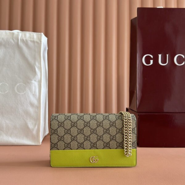 GG MARMONT BI-COLOR WALLET ON CHAIN