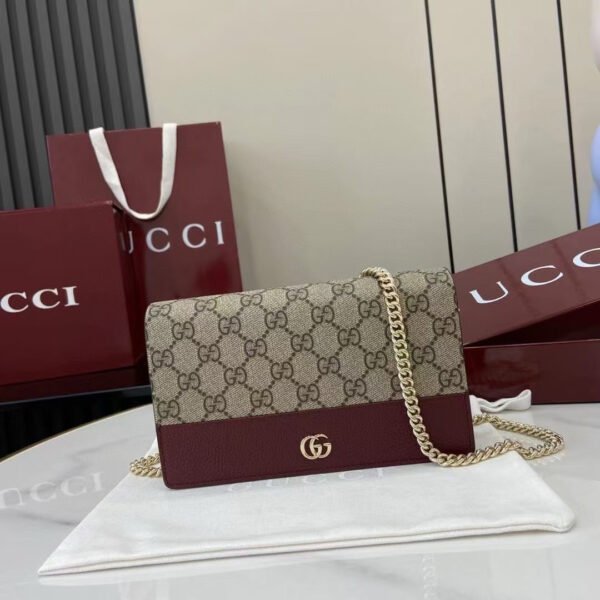 GG MARMONT BI-COLOR WALLET ON CHAIN