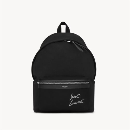 SAINT LAURENT EMBROIDERED CITY BACKPACK IN CANVAS