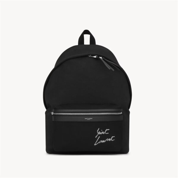 SAINT LAURENT EMBROIDERED CITY BACKPACK IN CANVAS