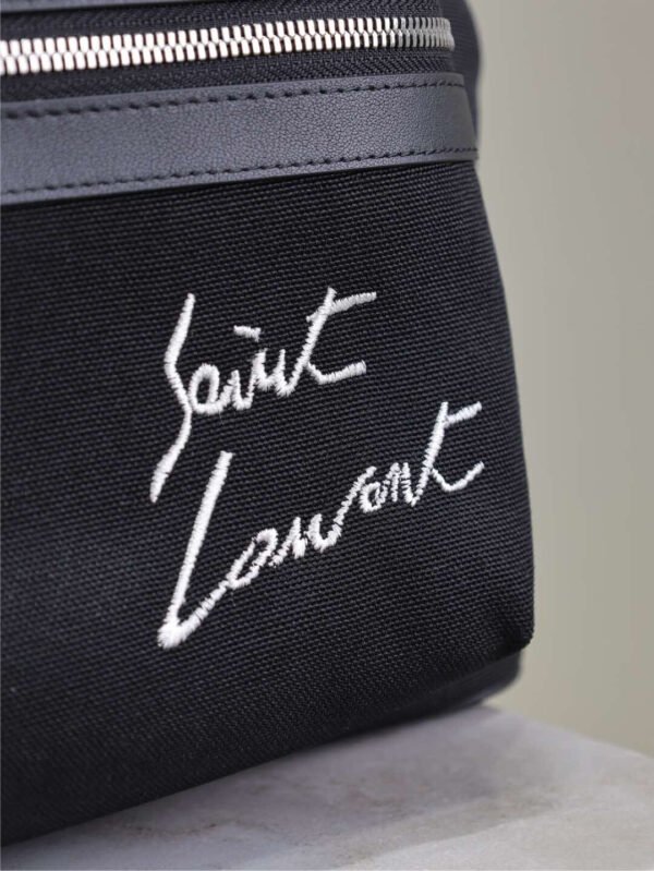 SAINT LAURENT EMBROIDERED CITY BACKPACK IN CANVAS