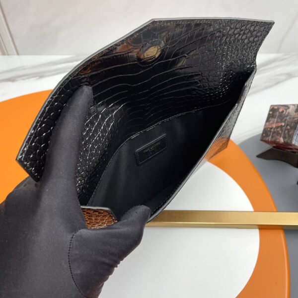 UPTOWN POUCH IN CROCODILE-EMBOSSED SHINY LEATHER