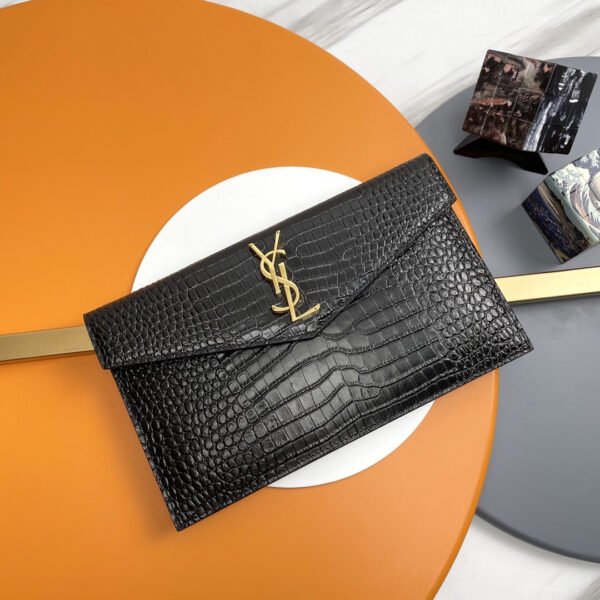 UPTOWN POUCH IN CROCODILE-EMBOSSED SHINY LEATHER
