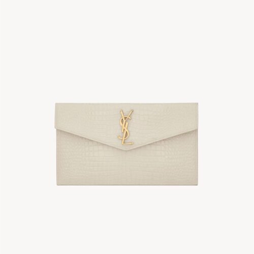 UPTOWN POUCH IN CROCODILE-EMBOSSED SHINY LEATHER