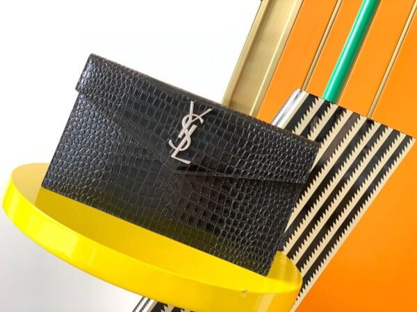 UPTOWN POUCH IN CROCODILE-EMBOSSED SHINY LEATHER