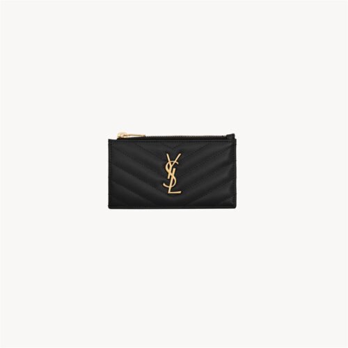 CASSANDRE MATELASSÉ FRAGMENTS CARD CASE IN GRAIN DE POUDRE LEATHER