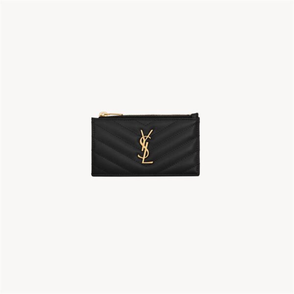 CASSANDRE MATELASSÉ FRAGMENTS CARD CASE IN GRAIN DE POUDRE LEATHER