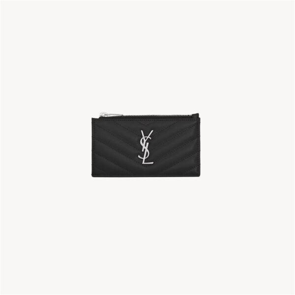 CASSANDRE MATELASSÉ FRAGMENTS CARD CASE IN GRAIN DE POUDRE LEATHER
