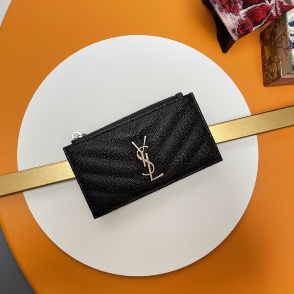 CASSANDRE MATELASSÉ FRAGMENTS CARD CASE IN GRAIN DE POUDRE LEATHER