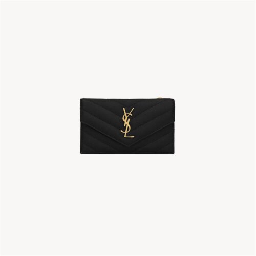 CASSANDRE MATELASSÉ FRAGMENTS FLAP CARD CASE IN GRAIN DE POUDRE LEATHER