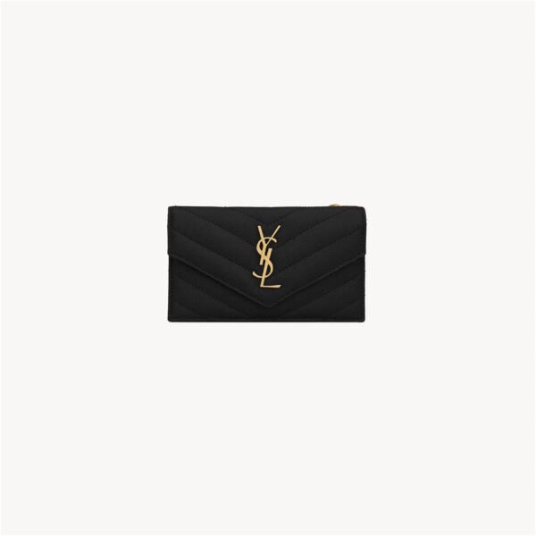 CASSANDRE MATELASSÉ FRAGMENTS FLAP CARD CASE IN GRAIN DE POUDRE LEATHER