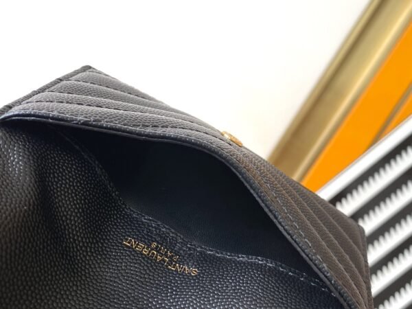 CASSANDRE MATELASSÉ FRAGMENTS FLAP CARD CASE IN GRAIN DE POUDRE LEATHER