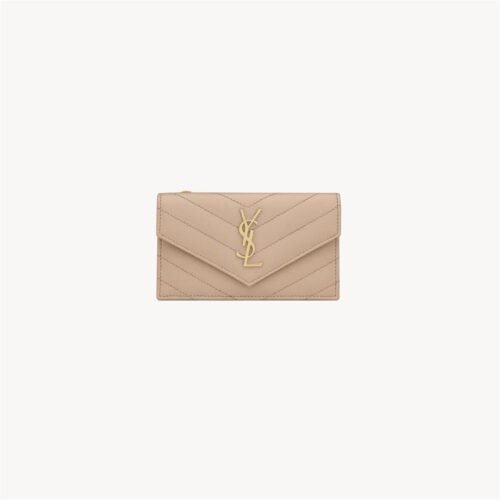 CASSANDRE MATELASSÉ FRAGMENTS FLAP CARD CASE IN GRAIN DE POUDRE LEATHER