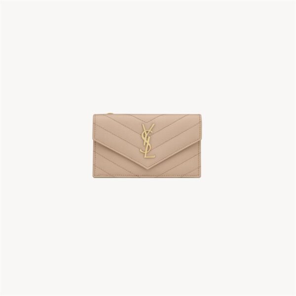CASSANDRE MATELASSÉ FRAGMENTS FLAP CARD CASE IN GRAIN DE POUDRE LEATHER