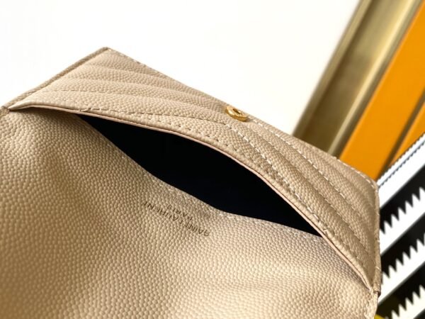 CASSANDRE MATELASSÉ FRAGMENTS FLAP CARD CASE IN GRAIN DE POUDRE LEATHER