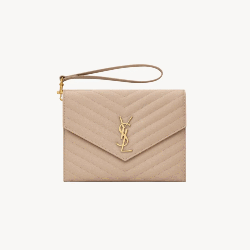 CASSANDRE MATELASSÉ FLAP POUCH IN GRAIN DE POUDRE LEATHER