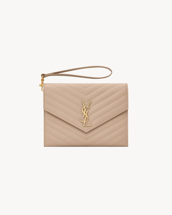 CASSANDRE MATELASSÉ FLAP POUCH IN GRAIN DE POUDRE LEATHER