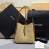 LE 5 À 7 SUPPLE SMALL IN RAFFIA AND LEATHER