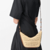 Mini Hammock Hobo in raffia and calfskin