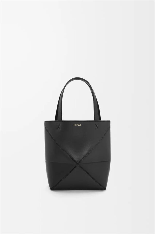 Mini Puzzle Fold tote in shiny calfskin