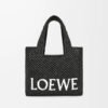 Small LOEWE Font tote in raffia
